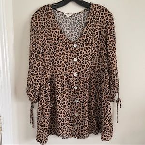 Leopard Print Babydoll-Style Shirt
